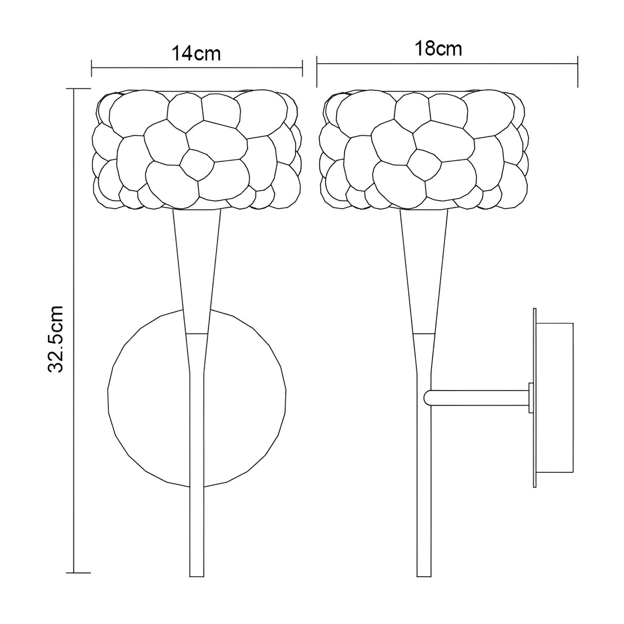 O2 1 Light Wall Light With Switch - Polished Chrome