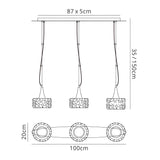 O2 Large 3 Light Bar Pendant Light - Polished Chrome