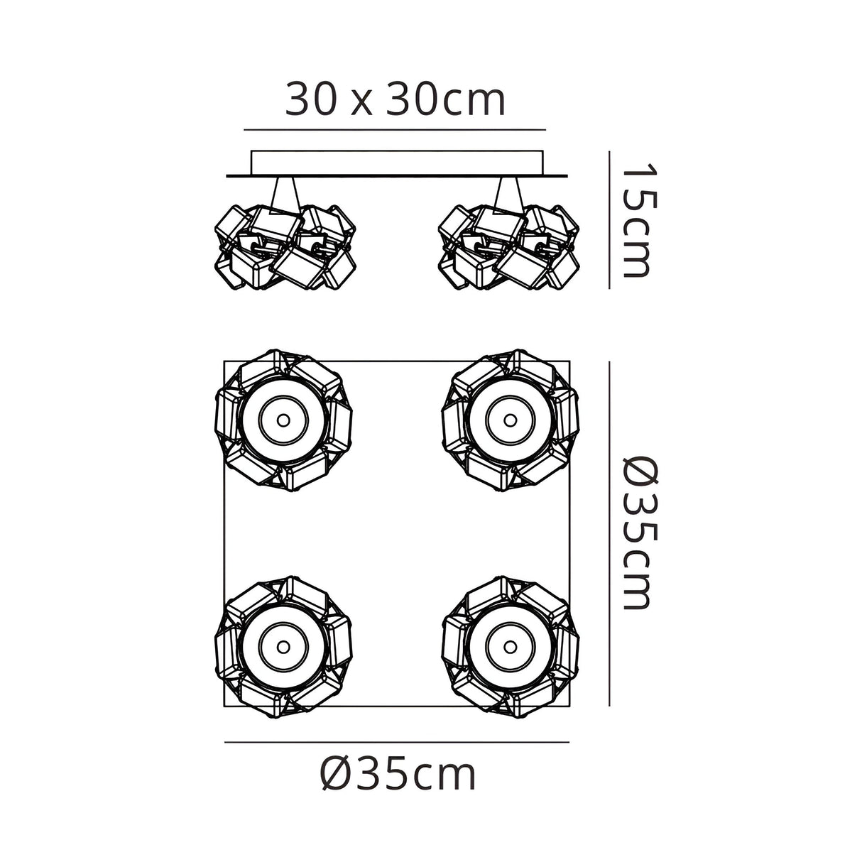 Artic 4 Light Semi-Flush Ceiling Light - Polished Chrome