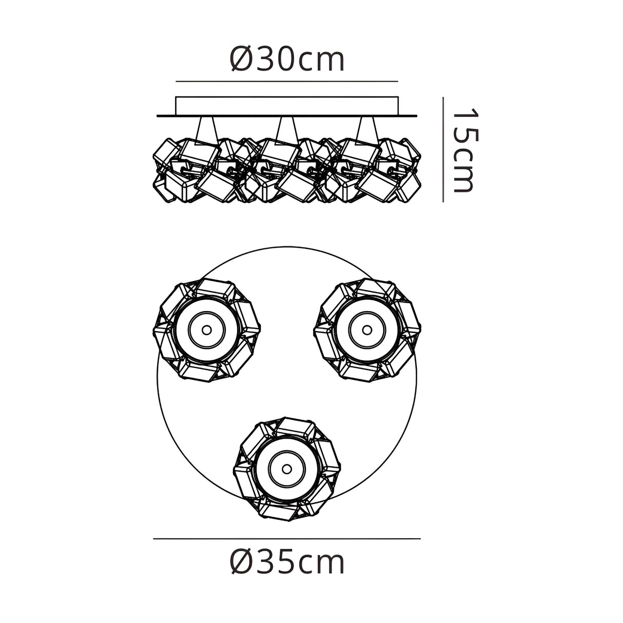 Artic Large 3 Light Semi-Flush Ceiling Light - Polished Chrome