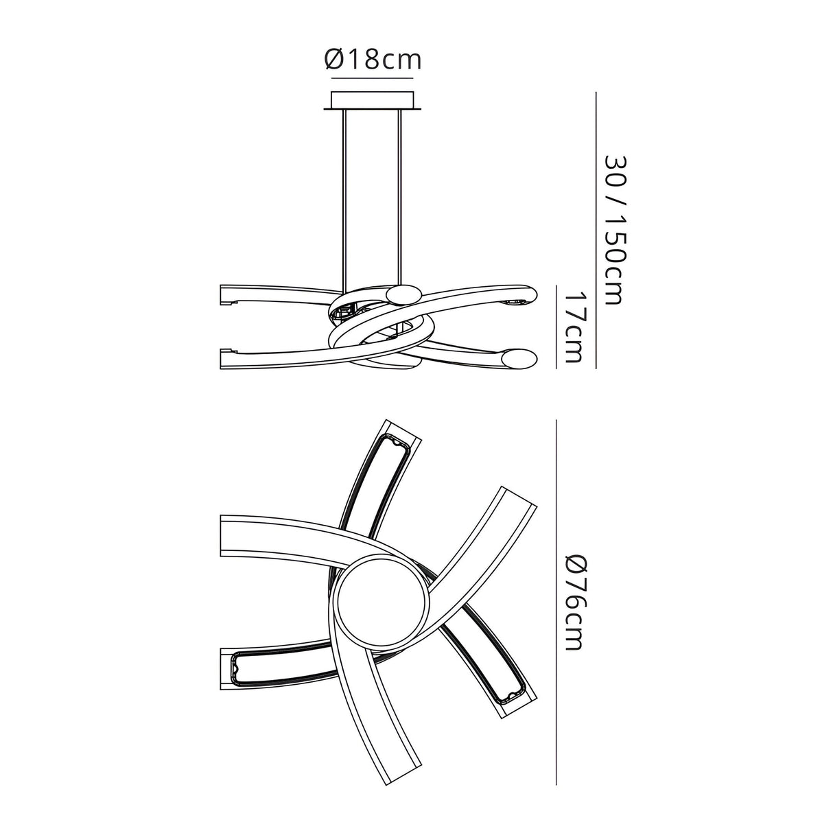 Knot 76cm LED Suspension Light - Gloss White & Polished Chrome
