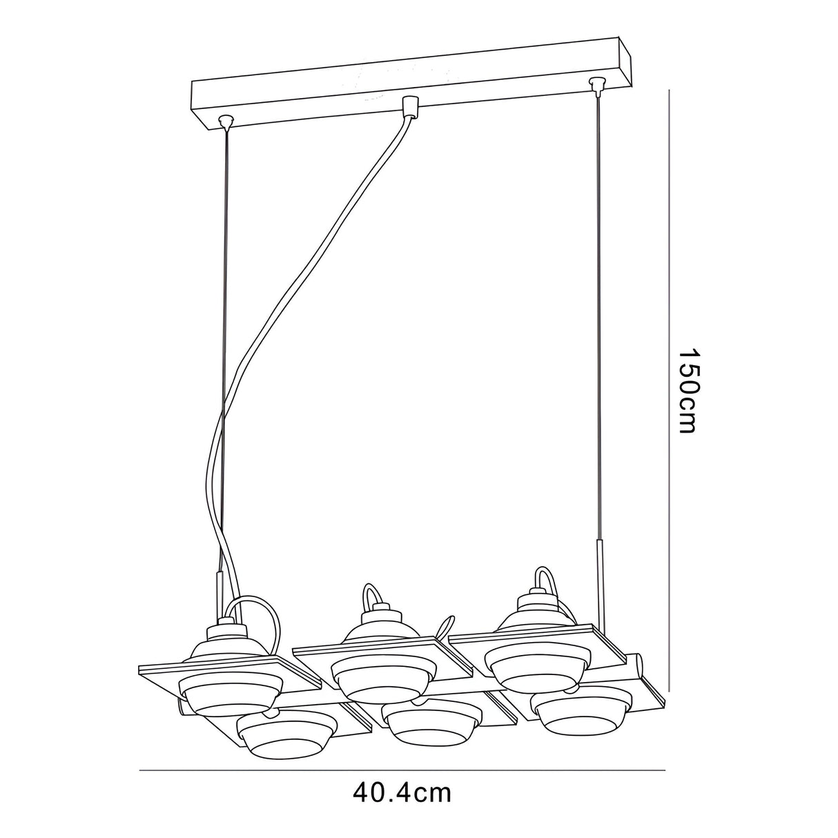Ull Rectangular 6 Light Linear Suspension Light - Silver