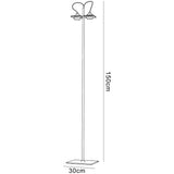 Line drawing of the Ull 2 Light Floor Lamp - Silver, featuring an industrial design with two top light fixtures for ambient lighting; 150 cm tall, 30 cm wide at the base.