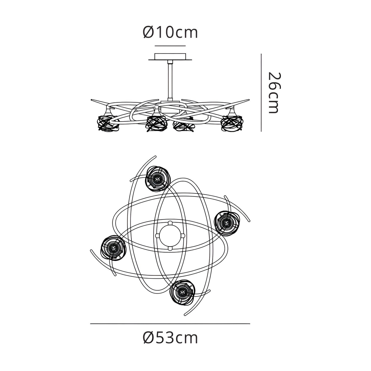 Maremagnum 4 Light Semi-Flush Ceiling Light – Antique Brass