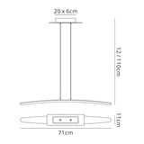 Hemisferic 70cm LED Linear Suspension Light 20W 3000K Bar - Chrome