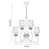 Loewe 75cm 2 Tier 9 Light Chandelier - Brass With Cream Shades