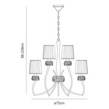 Loewe 2 Tier 9 Light Chandelier - Polished Chrome With White Shades