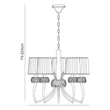 Loewe 5 Light Chandelier - Polished Chrome With White Shades
