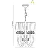 Loewe Slim 5 Light Chandelier - Polished Chrome With White Shades