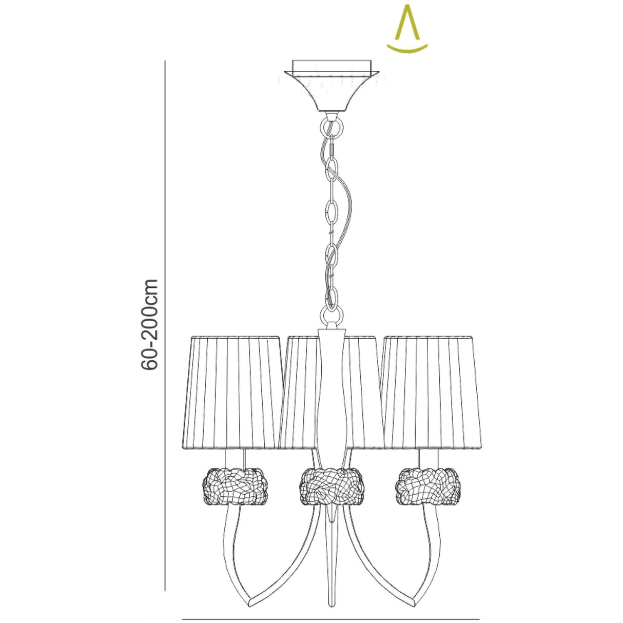 Loewe 3 Light Chandelier - Polished Chrome With Cream Shades