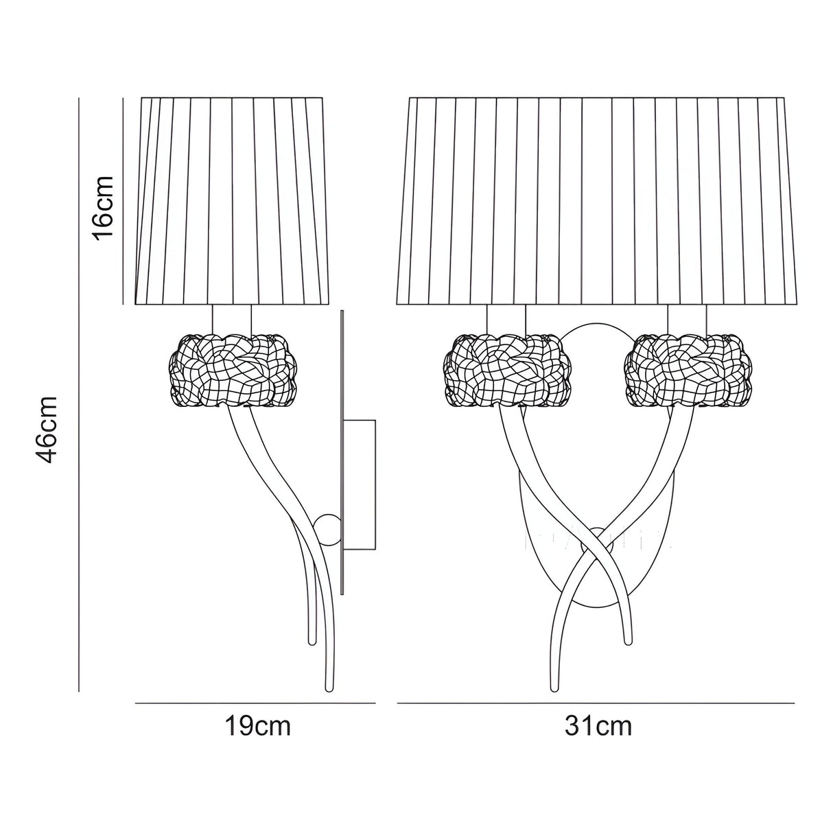 Loewe 2 Light Wall Light With Switch - Chrome With Cream Shade