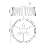 Loewe 3 Light Flush Ceiling Light - Antique Brass With White Shade
