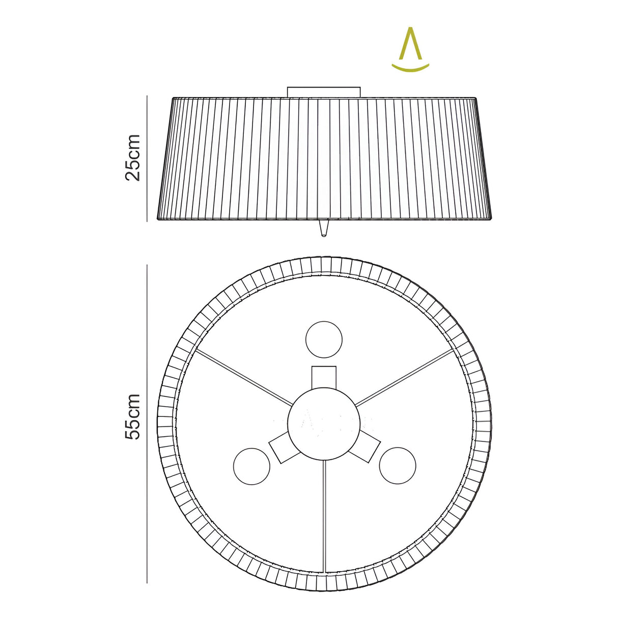 Loewe 3 Light Flush Ceiling Light - Antique Brass With Cream Shade