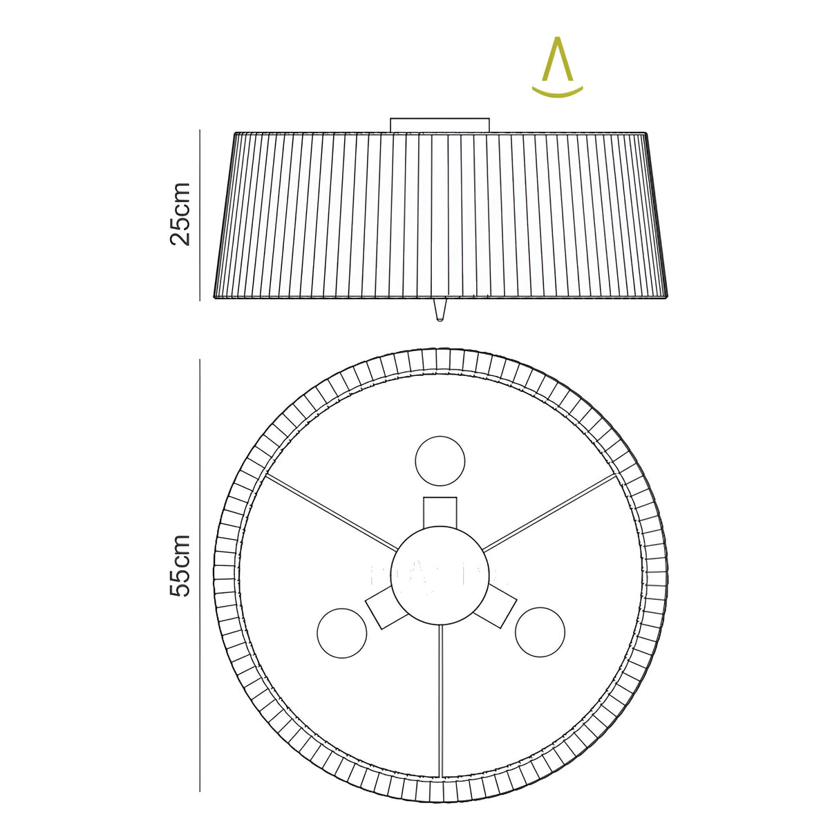 Loewe 3 Light Flush Ceiling Light - Polished Chrome With Cream Shade