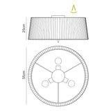 Loewe 3 Light Flush Ceiling Light - Polished Chrome With Cream Shade