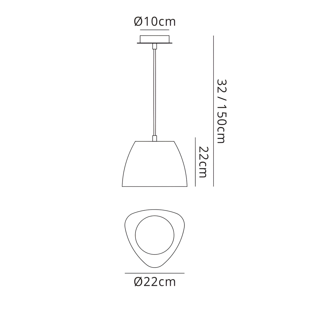 Triangle 22cm 1 Light Glass Pendant Light - White & Polished Chrome