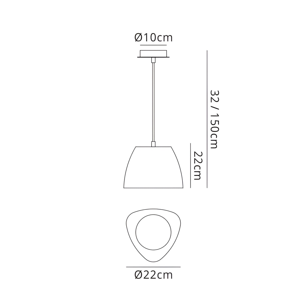 Triangle 22cm 1 Light Glass Pendant Light - Polished Chrome