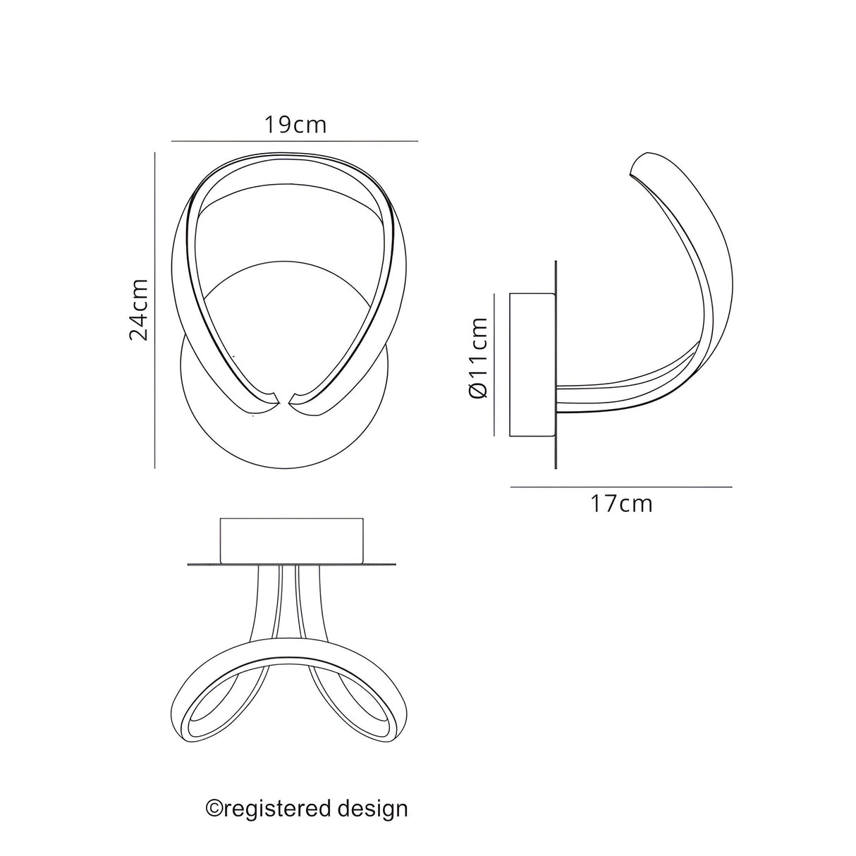 Knot Touch Dimmer LED Wall Light 12W 3000K - Chrome
