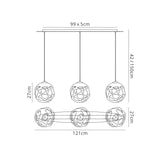 Organica 3 Light Bar Pendant Light - Gloss White & Polished Chrome