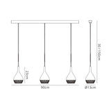 Khalifa 3 Light Bar Pendant Light - Copper