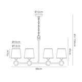 Argi 88cm 4 Light Chandelier - Brown Oxide With Taupe Shades