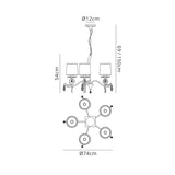 Louise 74cm 5 Light Crystal Chandelier - Chrome With White Shades