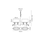 Louise 2 Arm 4 Light Crystal Chandelier - Chrome With White Shades