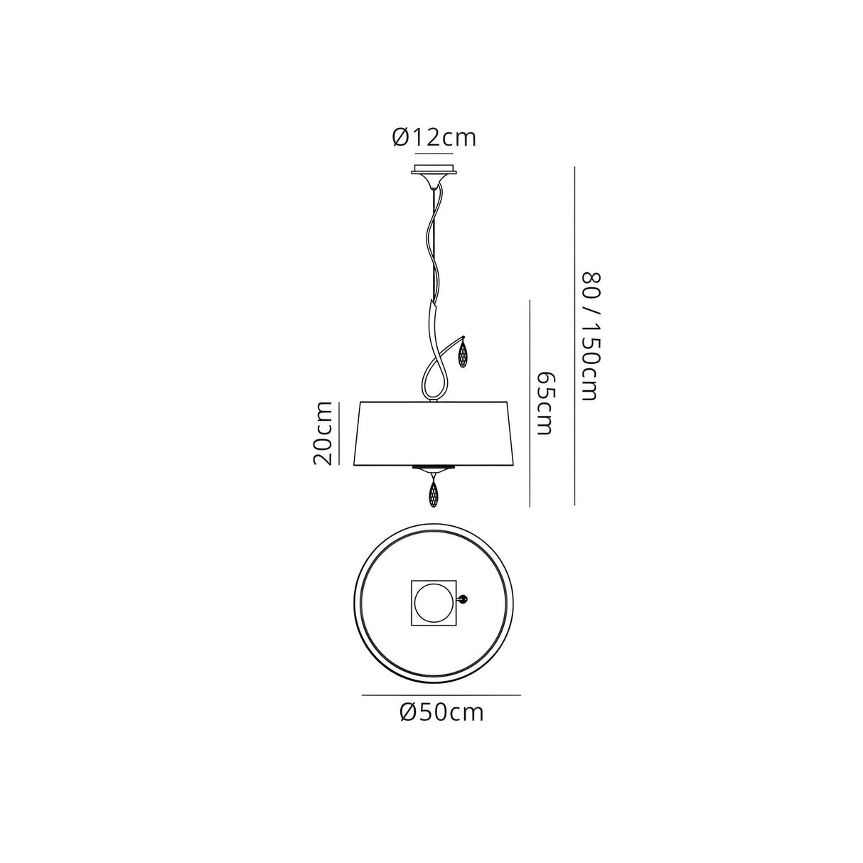 Louise 50cm 3 Light Crystal Chandelier - Chrome With White Shades