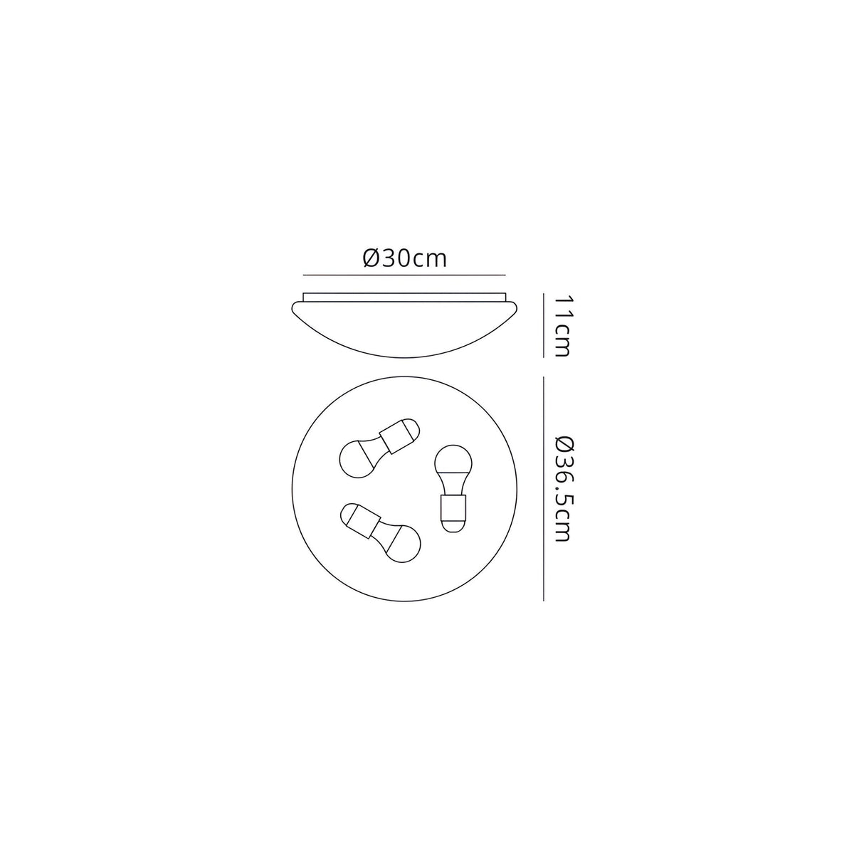 Zero Medium Flush 3 Light Wall/Ceiling Light - White