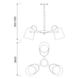 Nordica II 62cm 3 Light Chandelier - Beech With White Shades