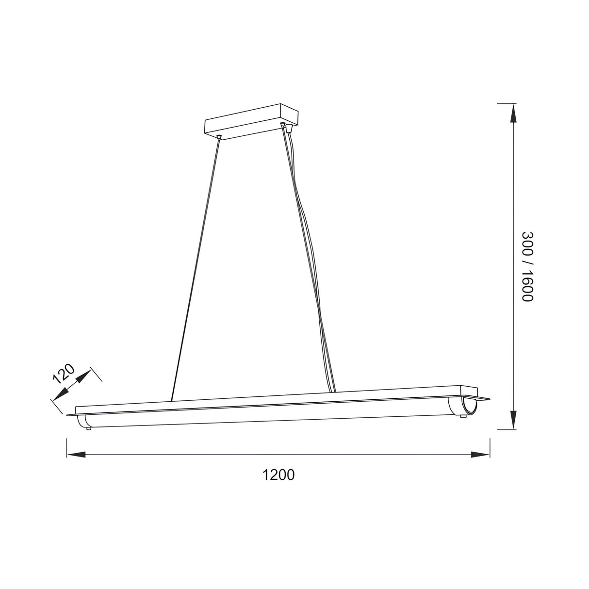 Tube LED Linear Suspension Light 36W 4000K - Polished Chrome