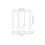 Kos 4 Light Bar Pendant Light - White & Black