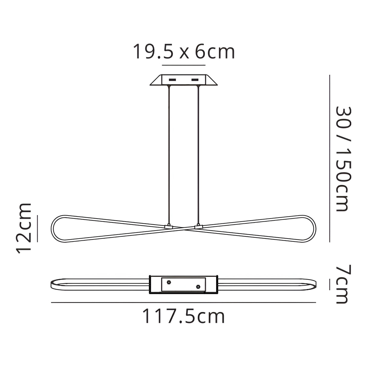 Bucle LED Linear Suspension Light 42W 3000K - Polished Chrome