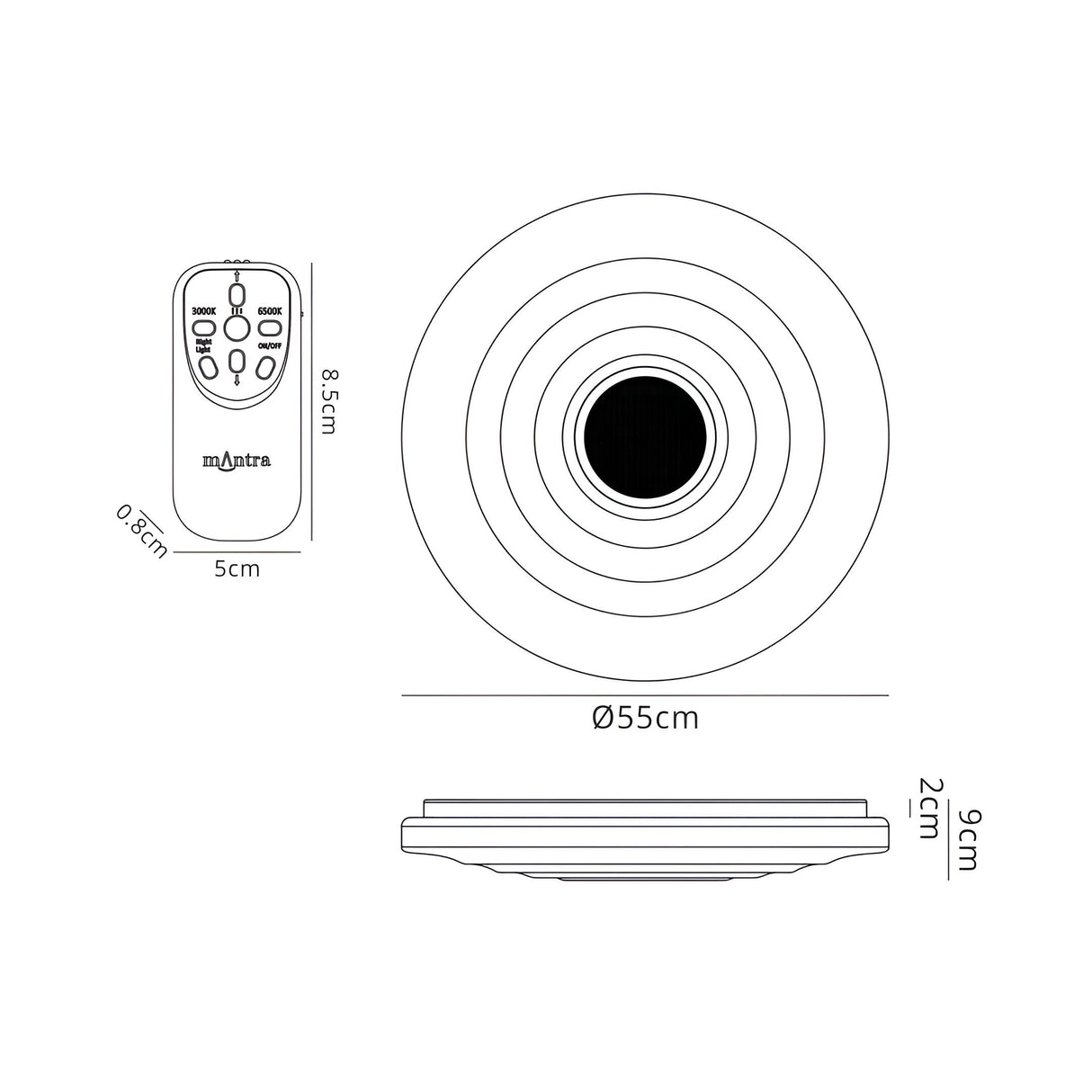 Ondas CCT LED Flush Ceiling Light With Bluetooth Speaker & Remote - White