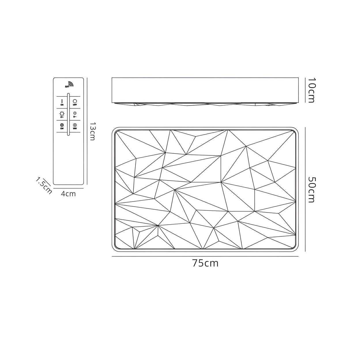 Rombos Rectangular CCT Dimmable LED Flush Ceiling Light With Remote Control - White