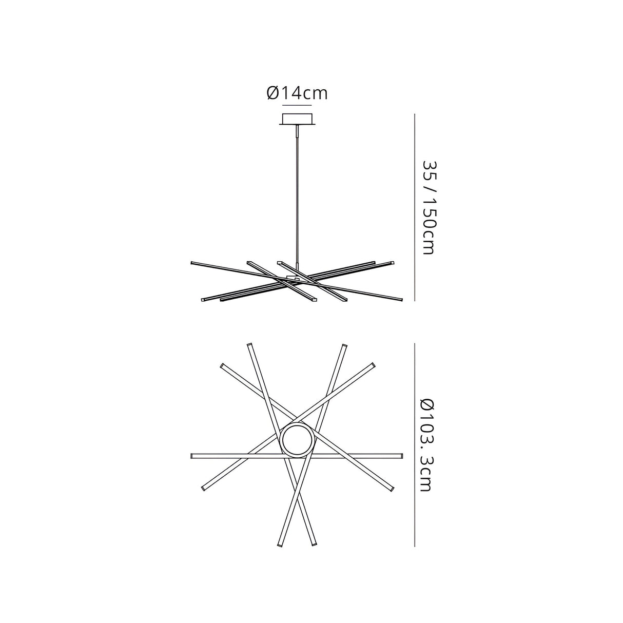 Star 103.3cm Dimmable LED Chandelier 60W 3000K - Chrome