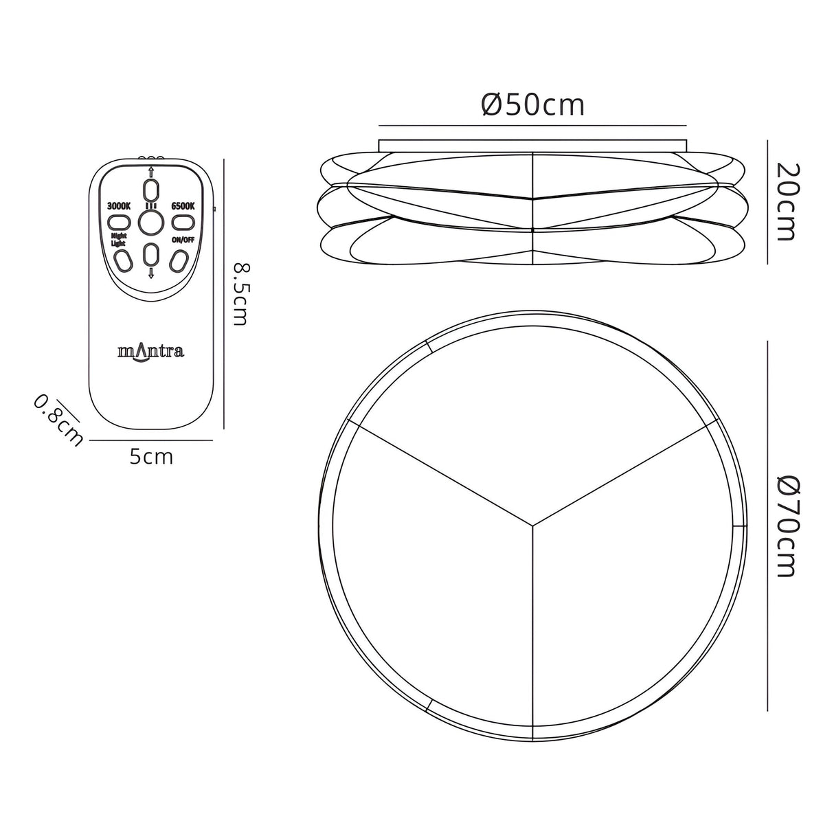 Lascas CCT Dimmable LED Flush Ceiling Light With Remote Control - White