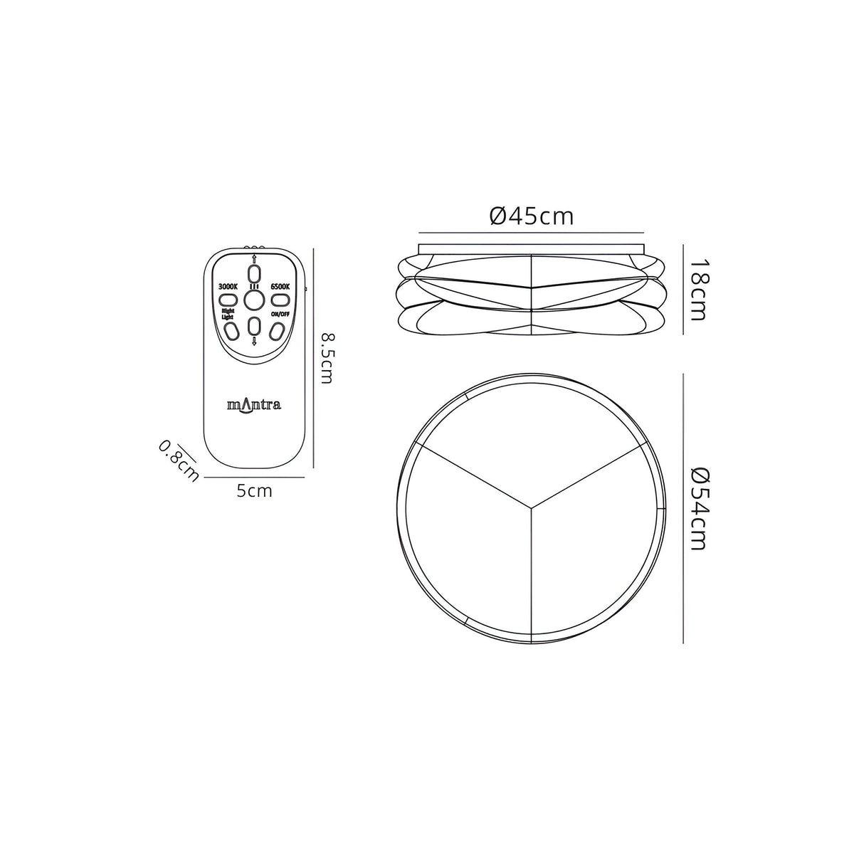 Lascas CCT Dimmable LED Flush Ceiling Light With Remote Control - White