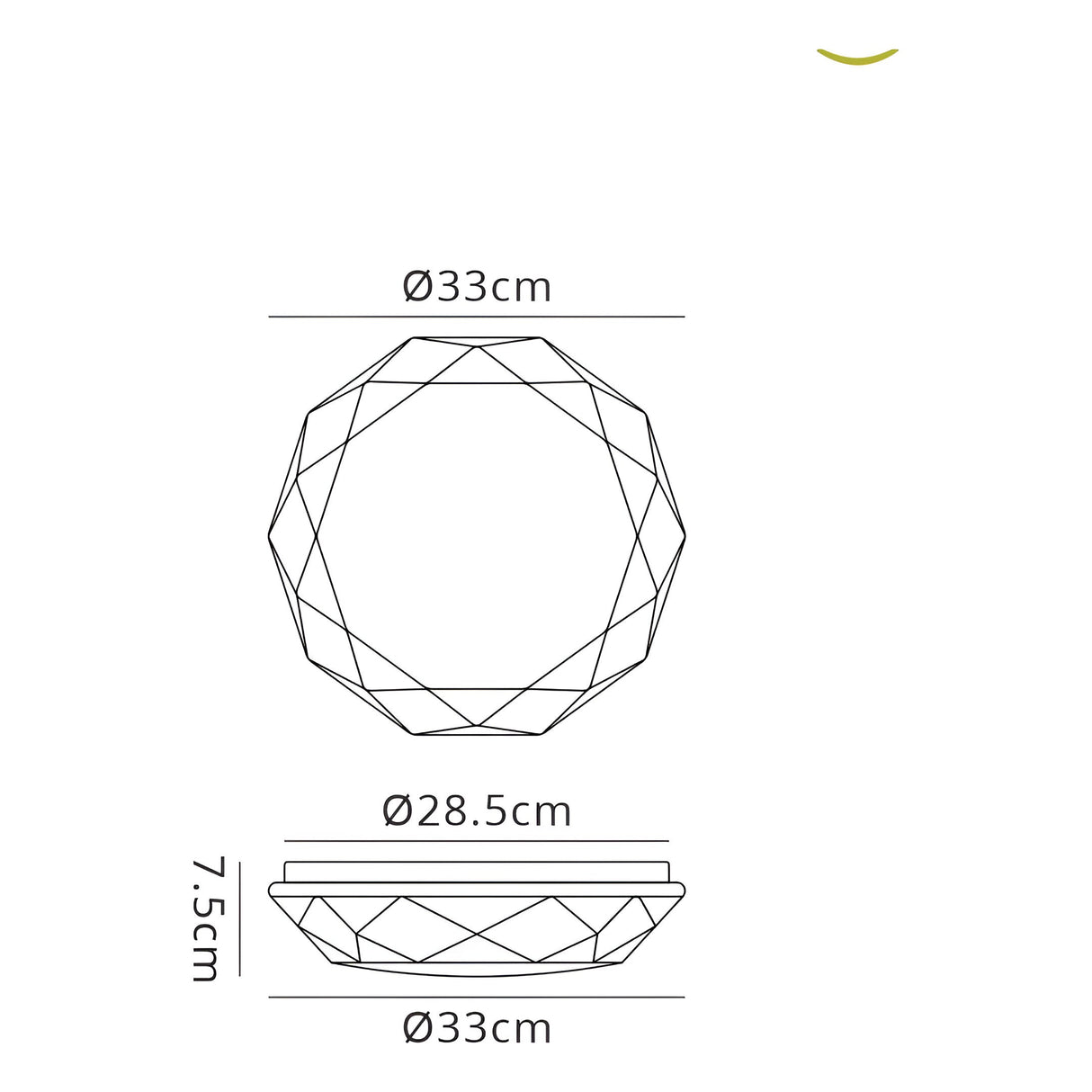 Diamante Small Smart CCT Dimmable LED Flush Ceiling Light With Remote Control & App & Voice Control - White