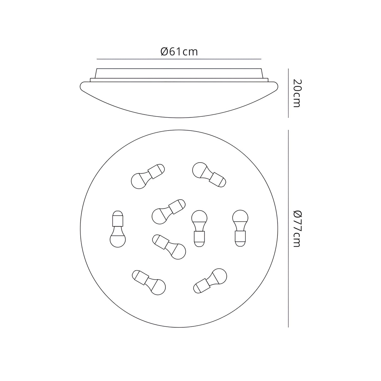 Zero Round 9 Light Wall/Ceiling Light - White