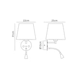 Caicos LED Wall/Reading Light With USB Charger - White