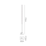 Line drawing of the Cinto Dimmable LED Floor Lamp 20W 3000K in antique brass, 175 cm high and 22 cm wide, with a round base shown in close-up—an elegant lighting choice for contemporary interiors.