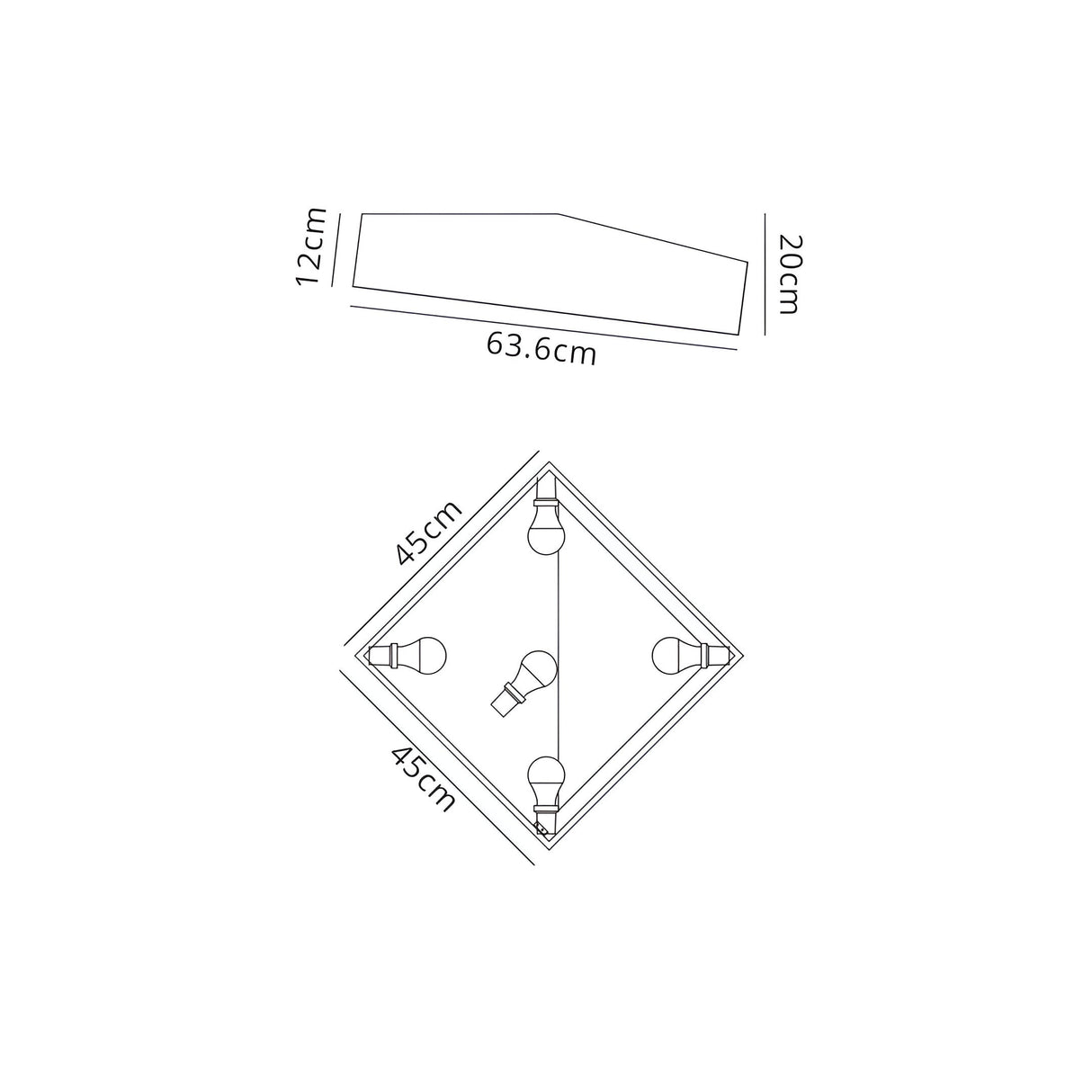 Mini 5 Light Square Flush Ceiling Light - Silver