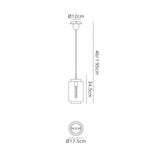 Jarras 20cm Small 1 Light Glass Pendant Light - Chrome & Ash Grey