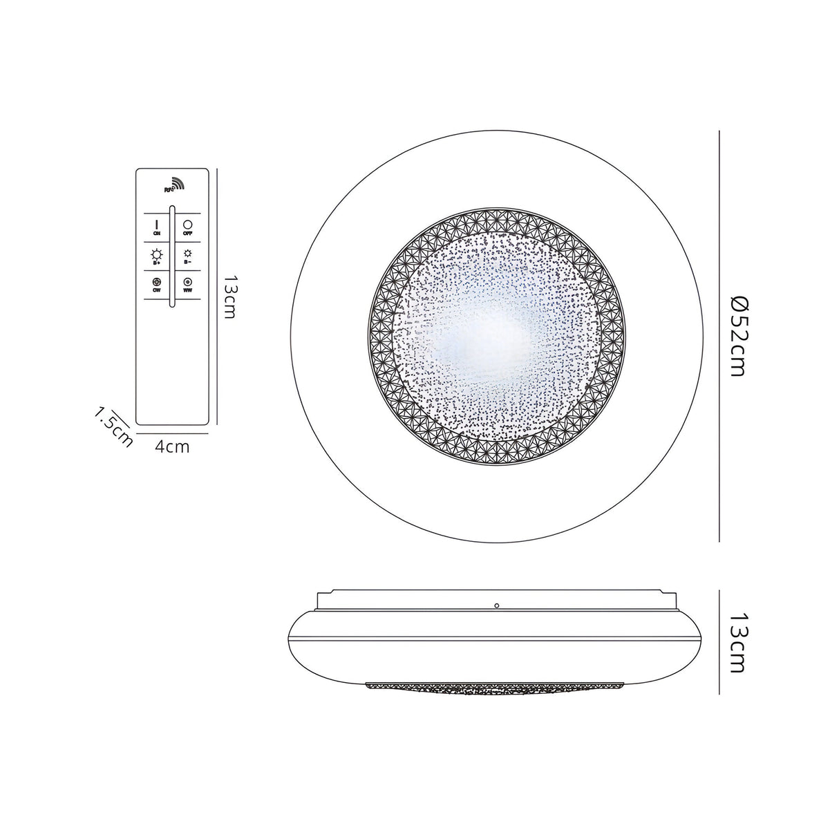Opera Large CCT Dimmable LED Flush Ceiling Light With Remote Control - White