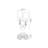 Sophie 2 Light Wall Light - Gold With Cream Shades