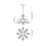 Andrea 100cm 12 Light Chandelier - Antique Brass With White Shades