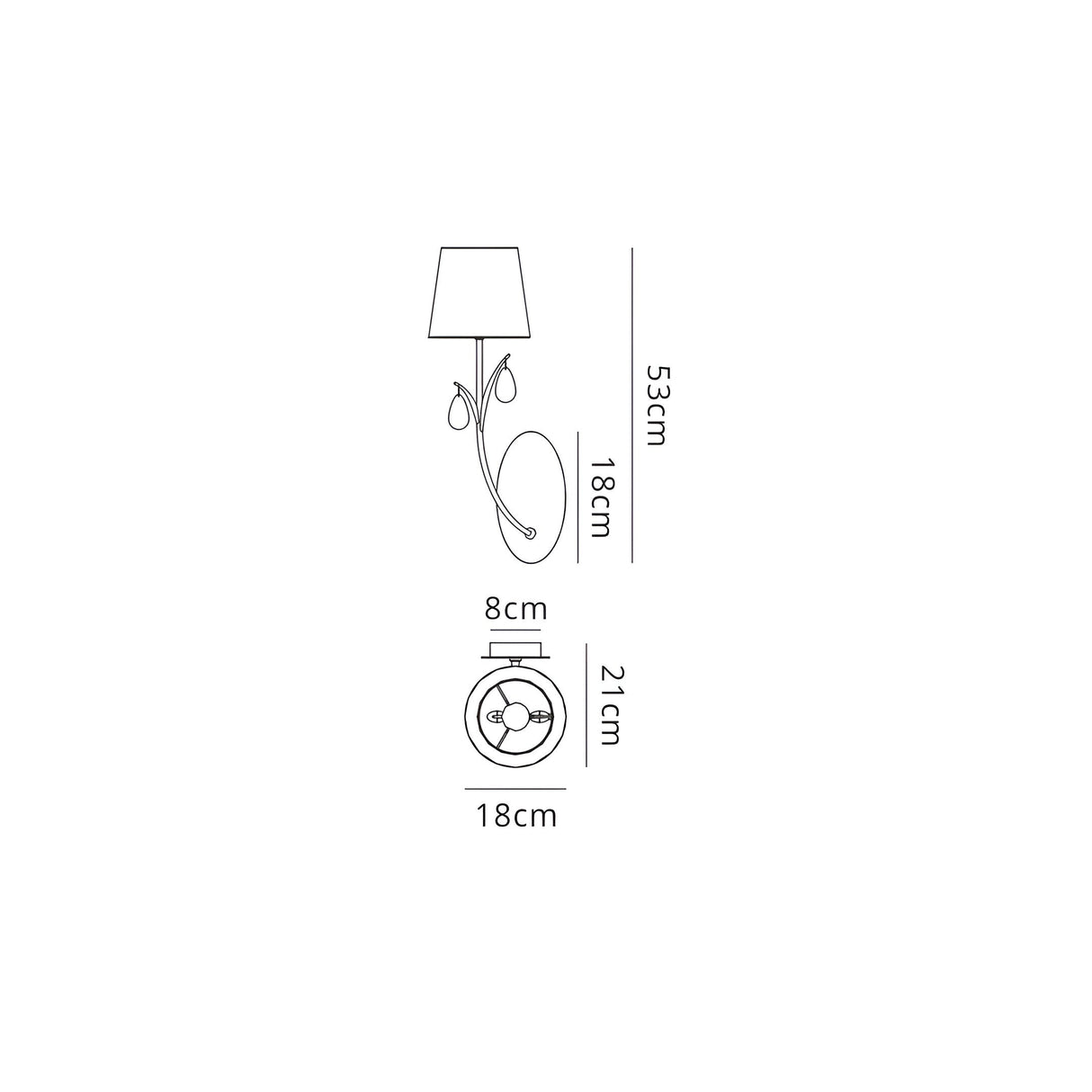 Andrea 1 Light Crystal Droplets Wall Light - Brass With White Shade