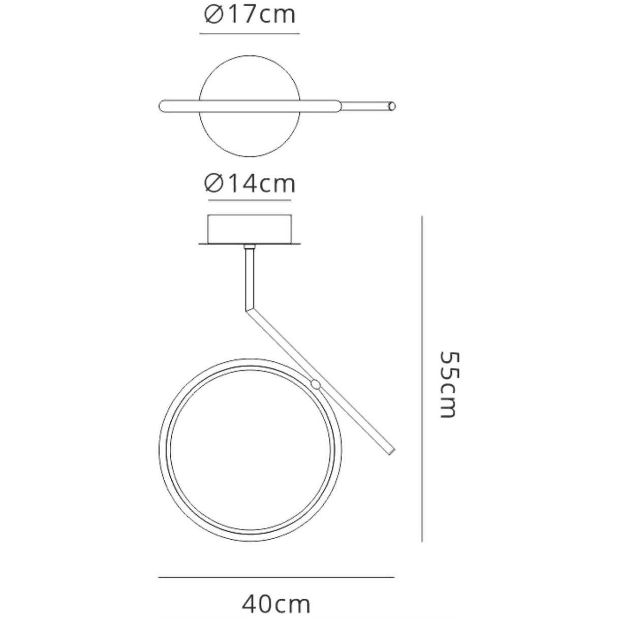 Olimpia LED Semi-Flush Ceiling Light 20W 3000K - Satin Gold