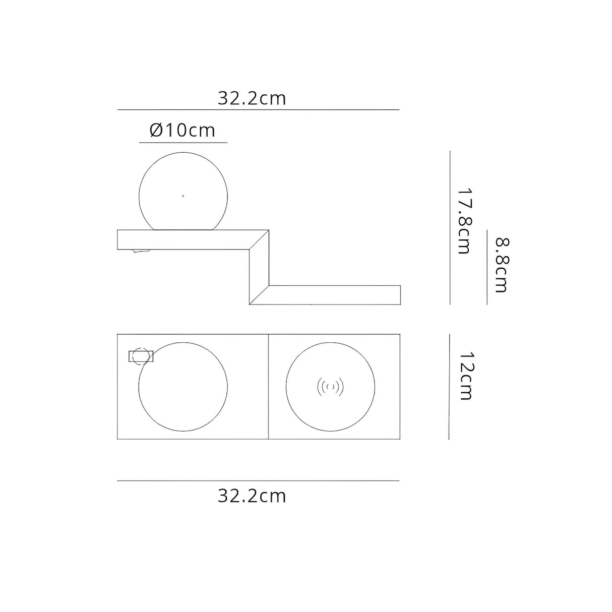 Zanzibar Globe LED Wall Light With Switch & Phone Induction Charger 6W 3000K – Sand White